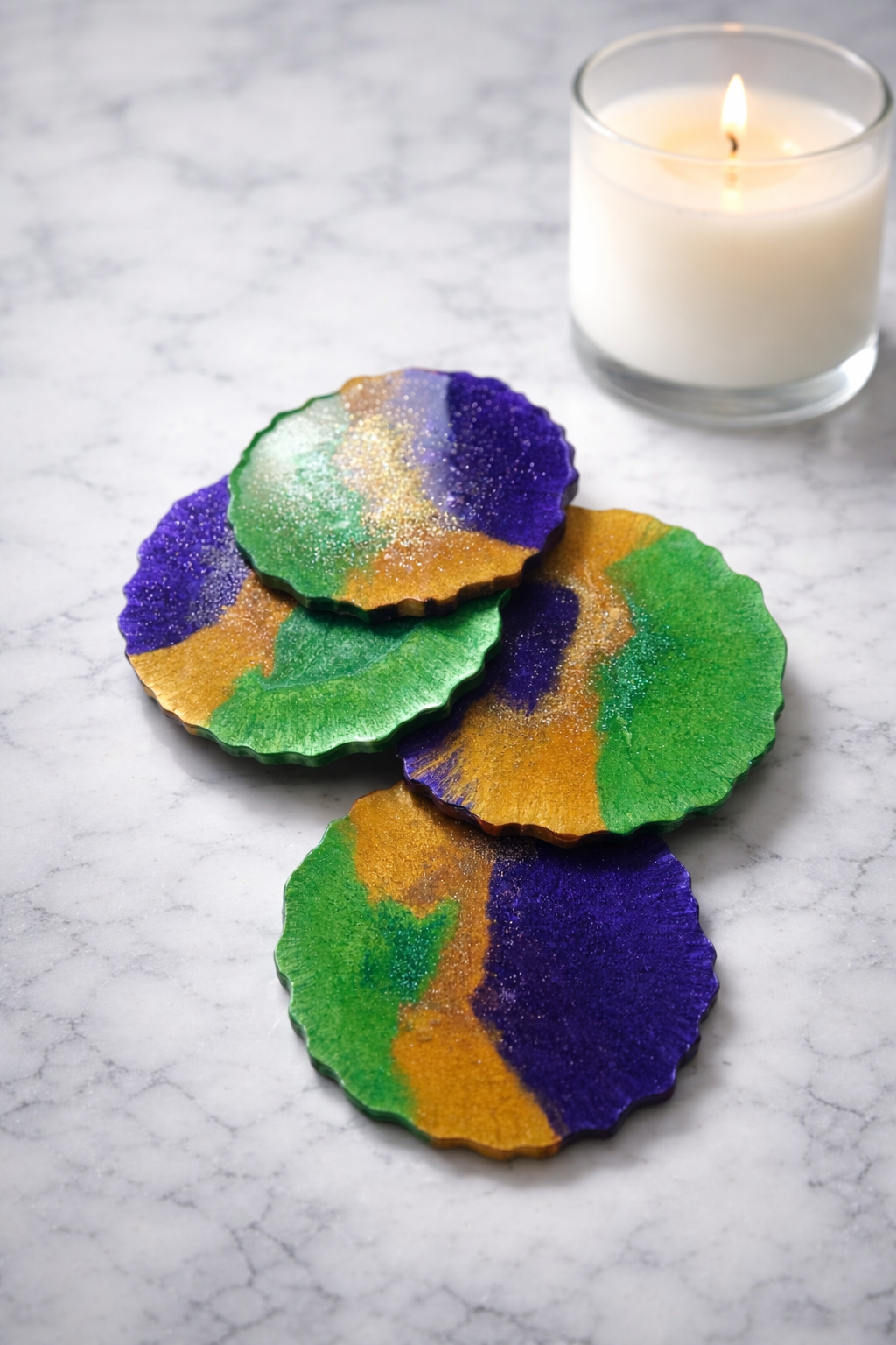 Mardi Gras | New Orleans | Colorful Handmade Coasters