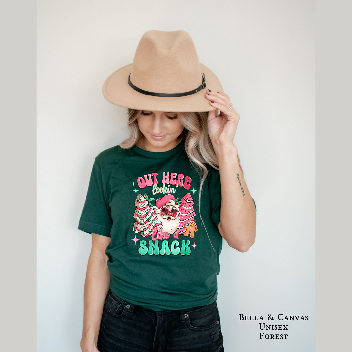 Out Here Looking Like a Snack | Santa | Christmas Tree Cake | Adult T-shirt