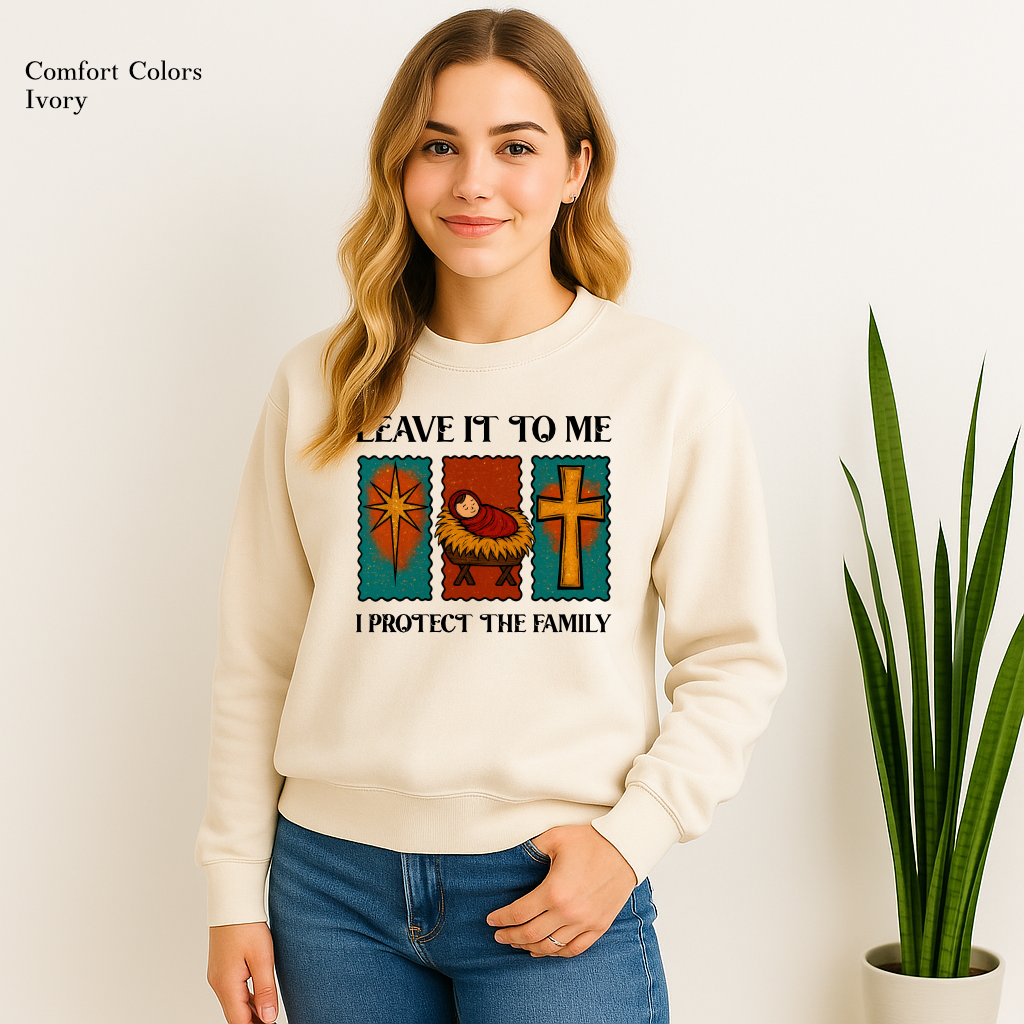 Father Figure Christian Christmas Sweatshirt on ivory
