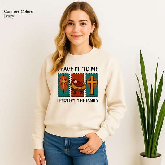 Father Figure Christian Christmas Sweatshirt on ivory