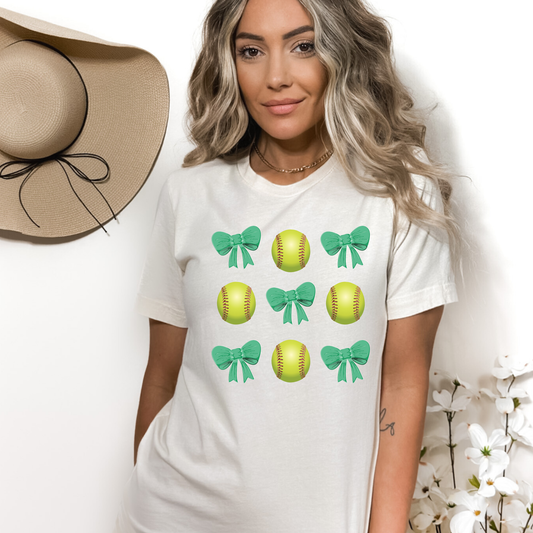 Coquette Softball | Green Bows