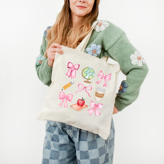 Coquette Teacher Icons | Teacher Appreciation | Gift | Reusable Tote