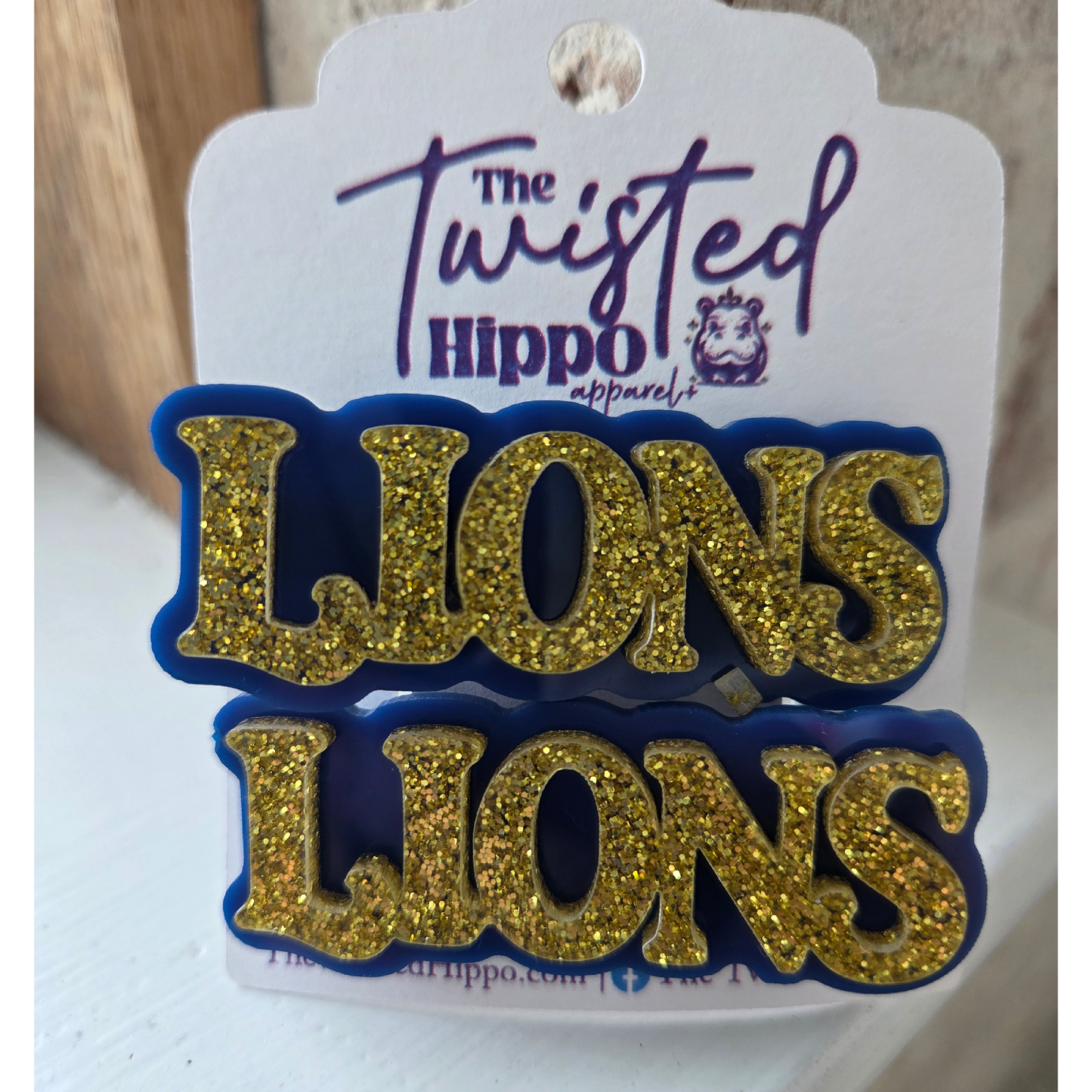Navy and Gold Lion Alligator Clips