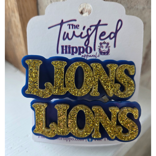Navy and Gold Lion Alligator Clips