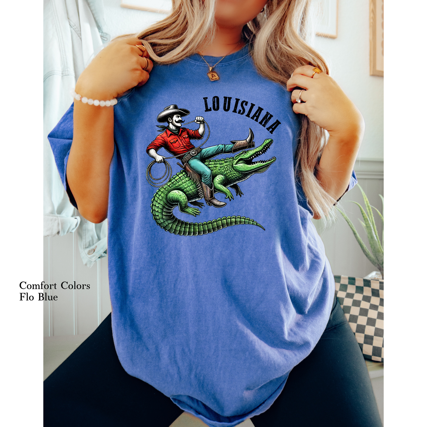 Cowboy Riding Alligator | Louisiana | Comfort Colors