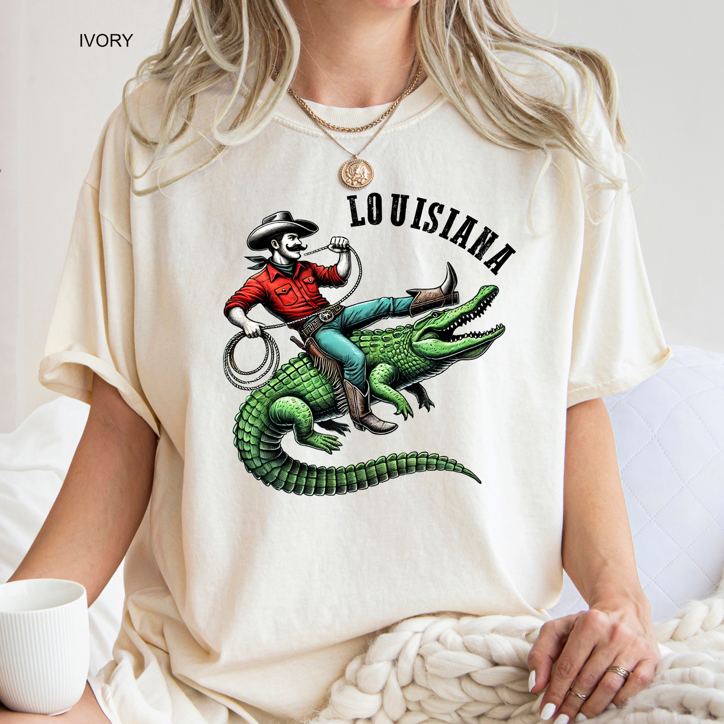 Cowboy Riding Alligator | Louisiana | Comfort Colors