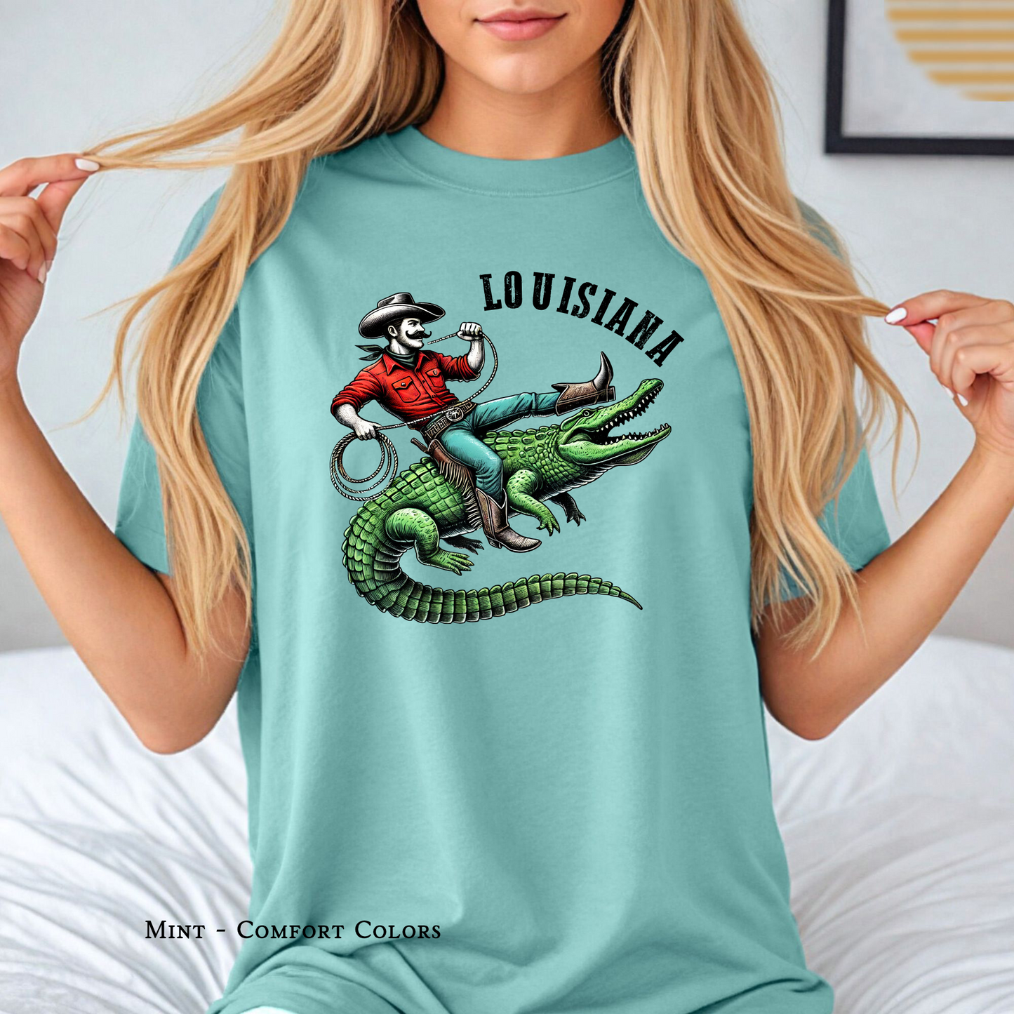 Cowboy Riding Alligator | Louisiana | Comfort Colors