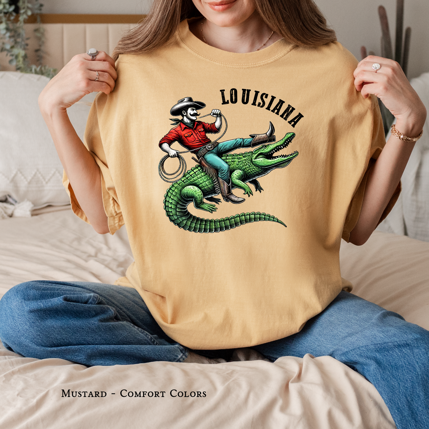 Cowboy Riding Alligator | Louisiana | Comfort Colors