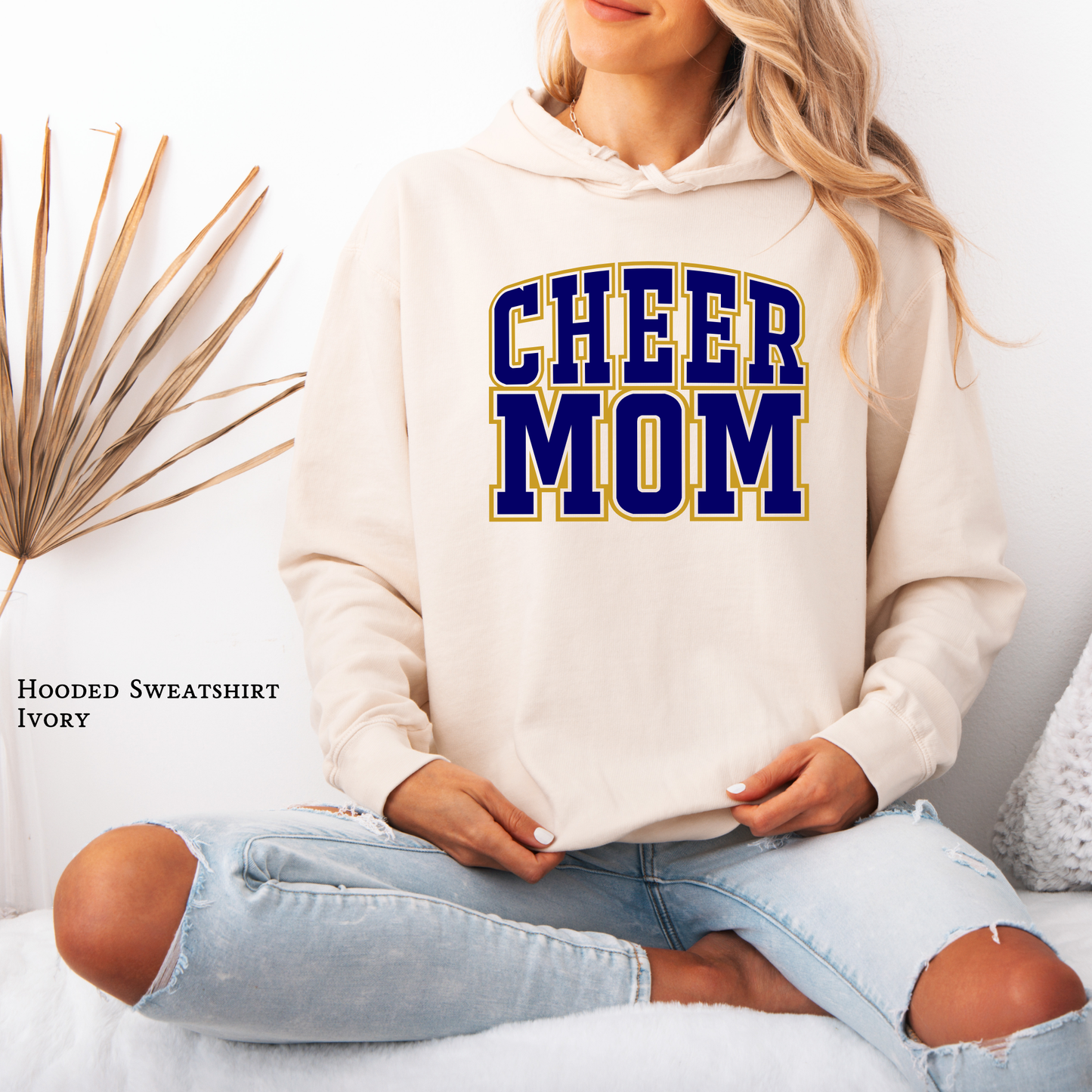Cheer Mom | Crowns | Gold & Navy | Cheer | Cheerleading | Hooded Sweatshirt | Hoodie