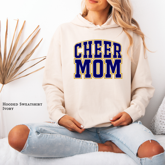 Cheer Mom | Crowns | Gold & Navy | Cheer | Cheerleading | Hooded Sweatshirt | Hoodie