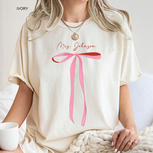 Custom Tying the Knot | Coquette | Bridal Party | Mrs. | Comfort Color Short Sleeve Graphic Tees