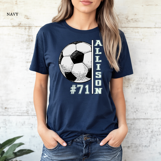 Custom name and number soccer T-shirt personalized player design