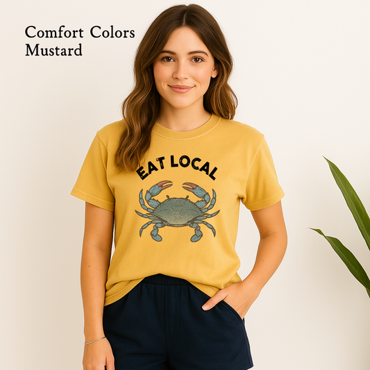 Eat Local Crab Shirt – Louisiana Blue Crab Comfort Colors Graphic Tee