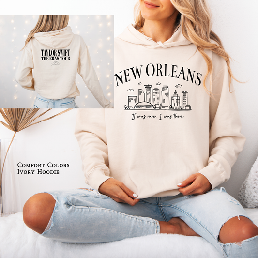 NOLA The Eras Tour | I Was There It Was Rare | Ivory Hooded Sweatshirt | Duel Sided