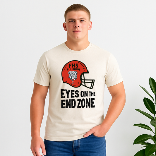 Eyes on the End Zone Fontainebleau Bulldog Football Spirit Wear Tee