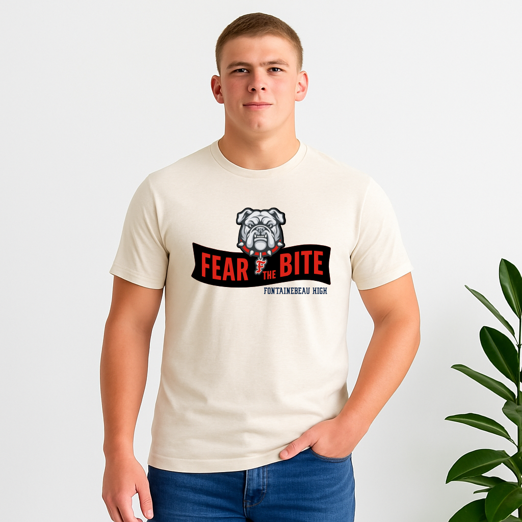 Fontainebleau High Fear the Bite Bulldog Natural 
Shirt