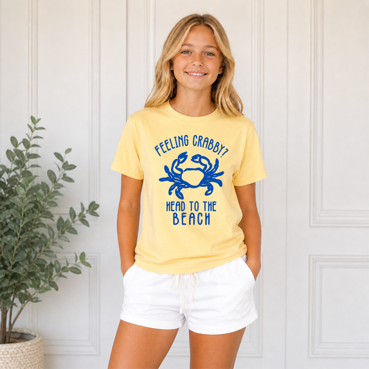 Children’s beach graphic tee with playful crab design