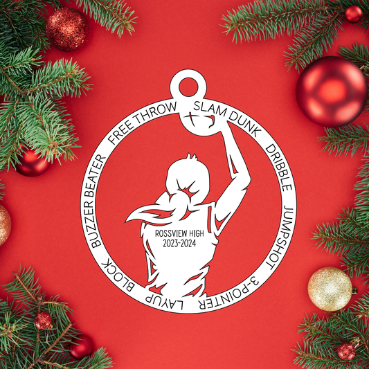 Female Basketball Ornament | Rossview School Christmas Ornaments