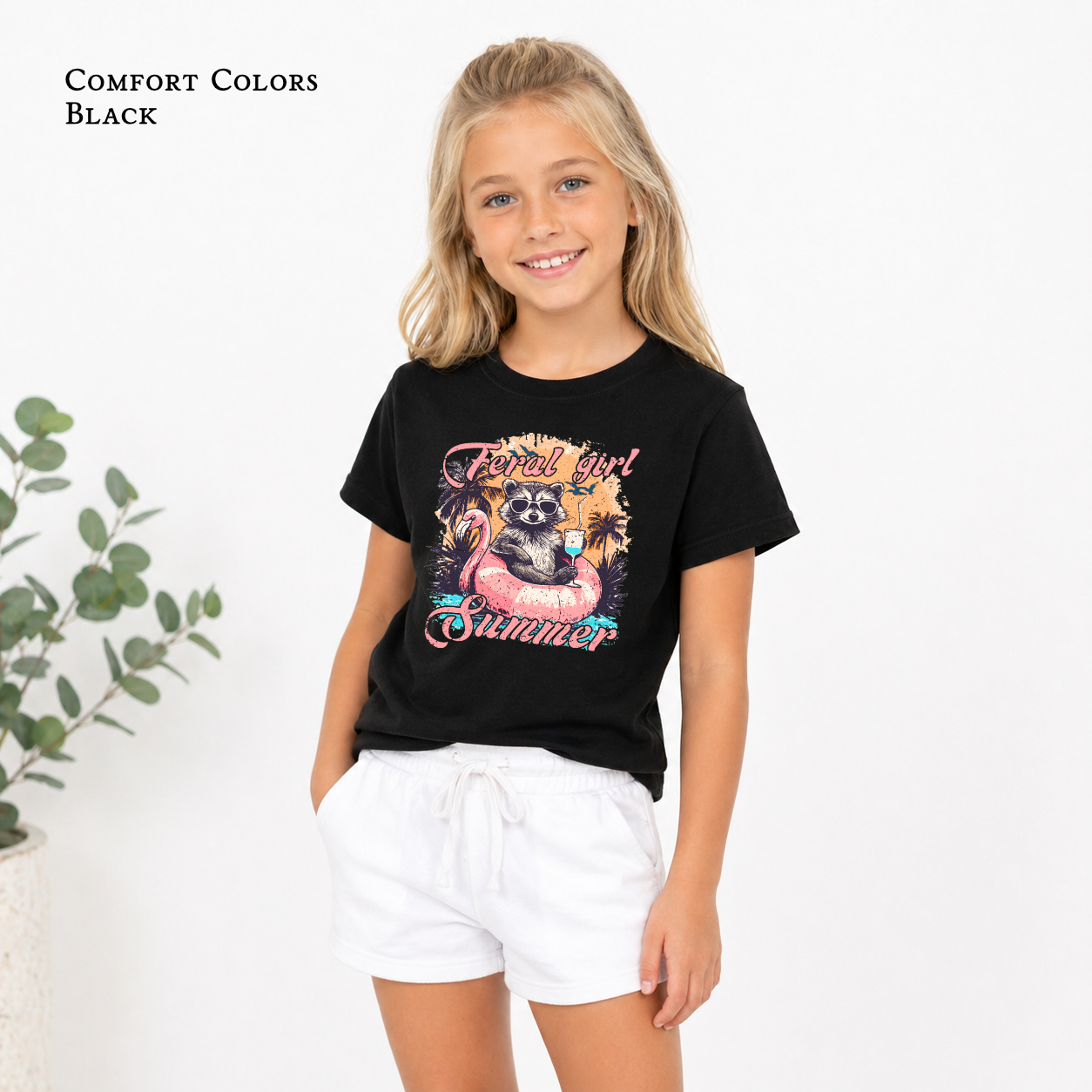 Feral Girl Summer Youth T-Shirt – Funny Summer Graphic Shirt for Girls