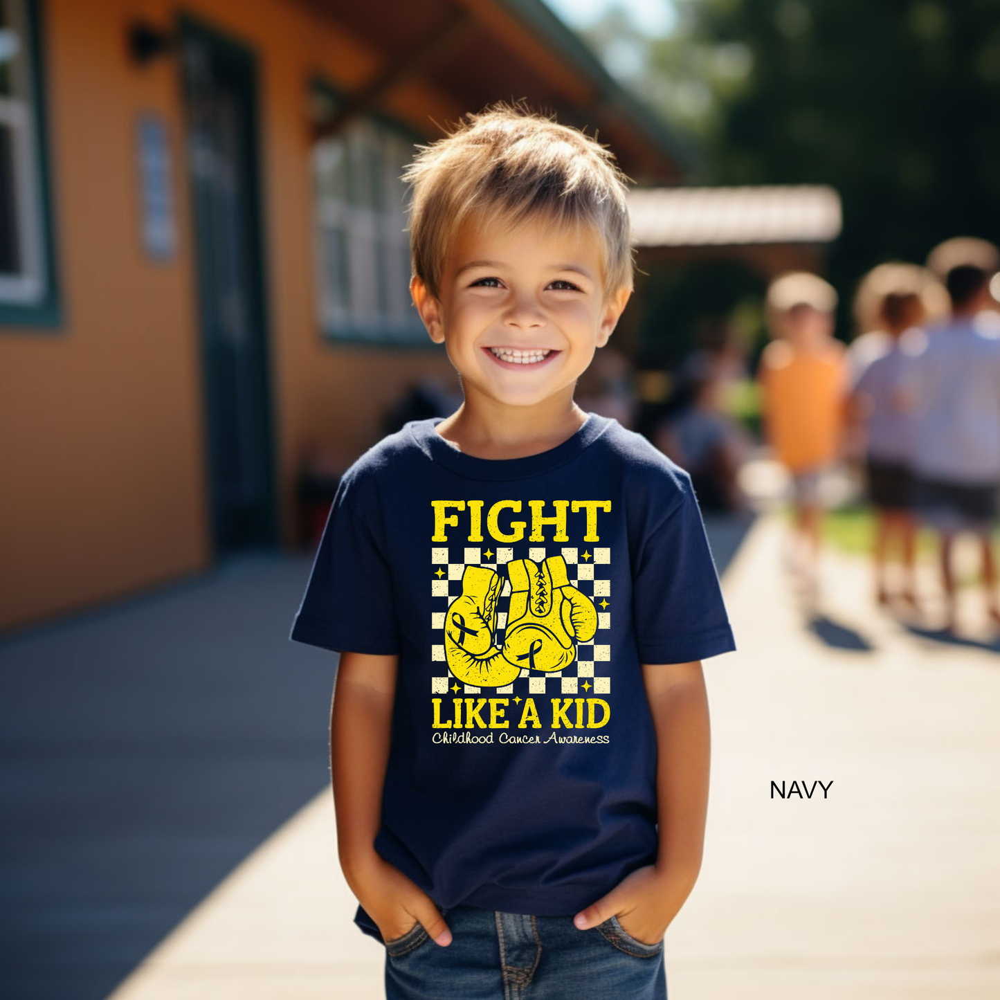 Fight Like a Kid | Childhood Cancer Awareness | Go Gold | Cancer Survivor | Crew Neck Toddler & Youth