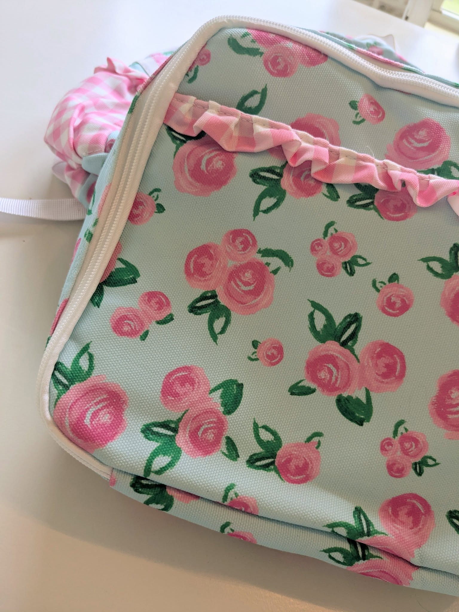 Girls floral school backpack with matching lunch bag

