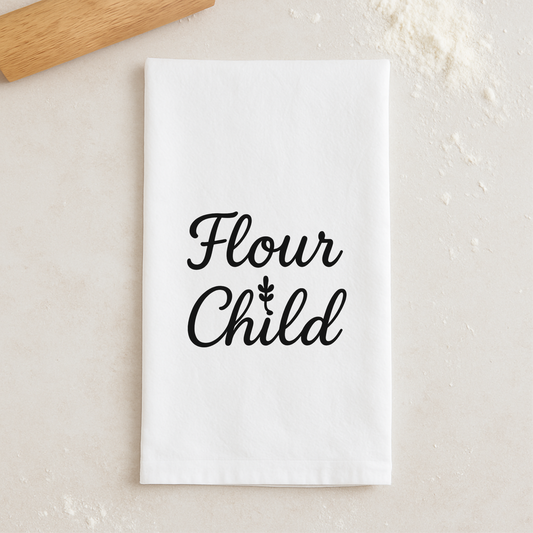 Free Spirited Flour Child cotton towel for kitchen decor

