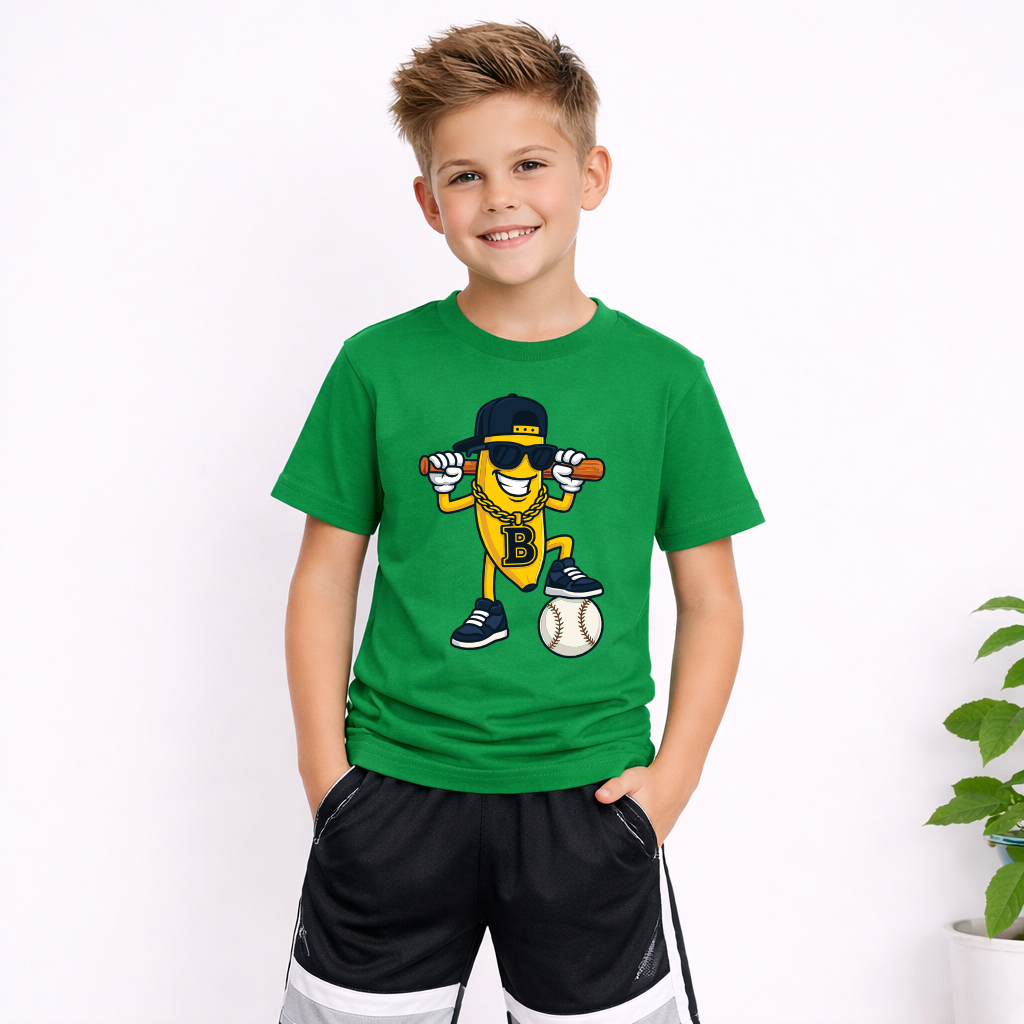fun banana baseball character kids baseball fan apparel
