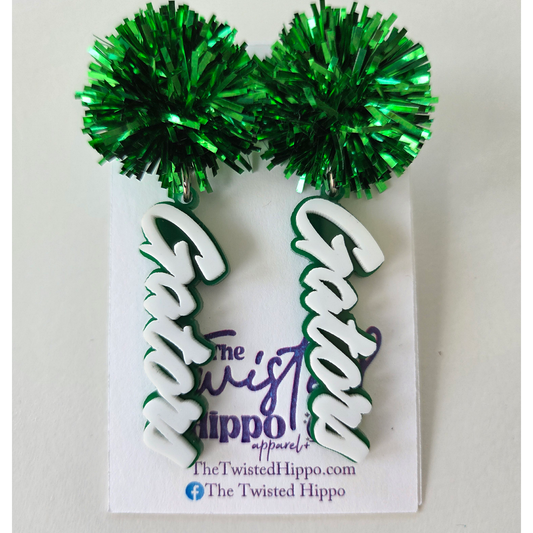 Gators Logo Tinsel Topper Dangle Earrings