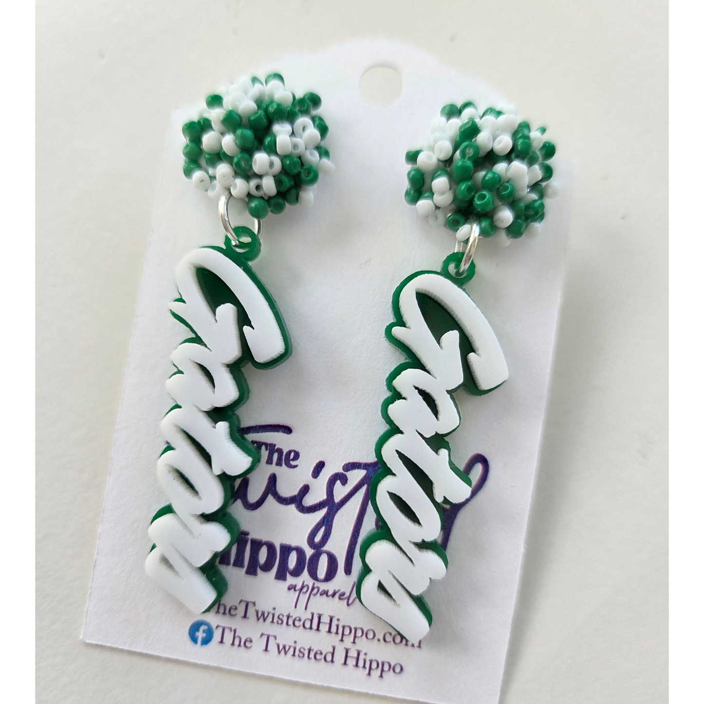 Gators Logo Seed Bead Topper Dangle Earrings