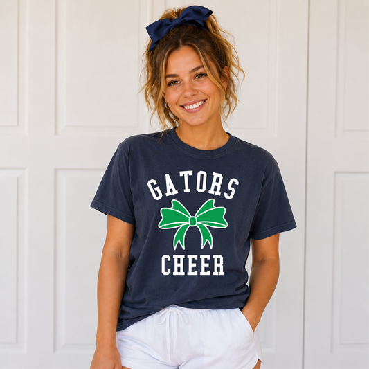 Adult MYB Gators spirit shirt with green bow graphic