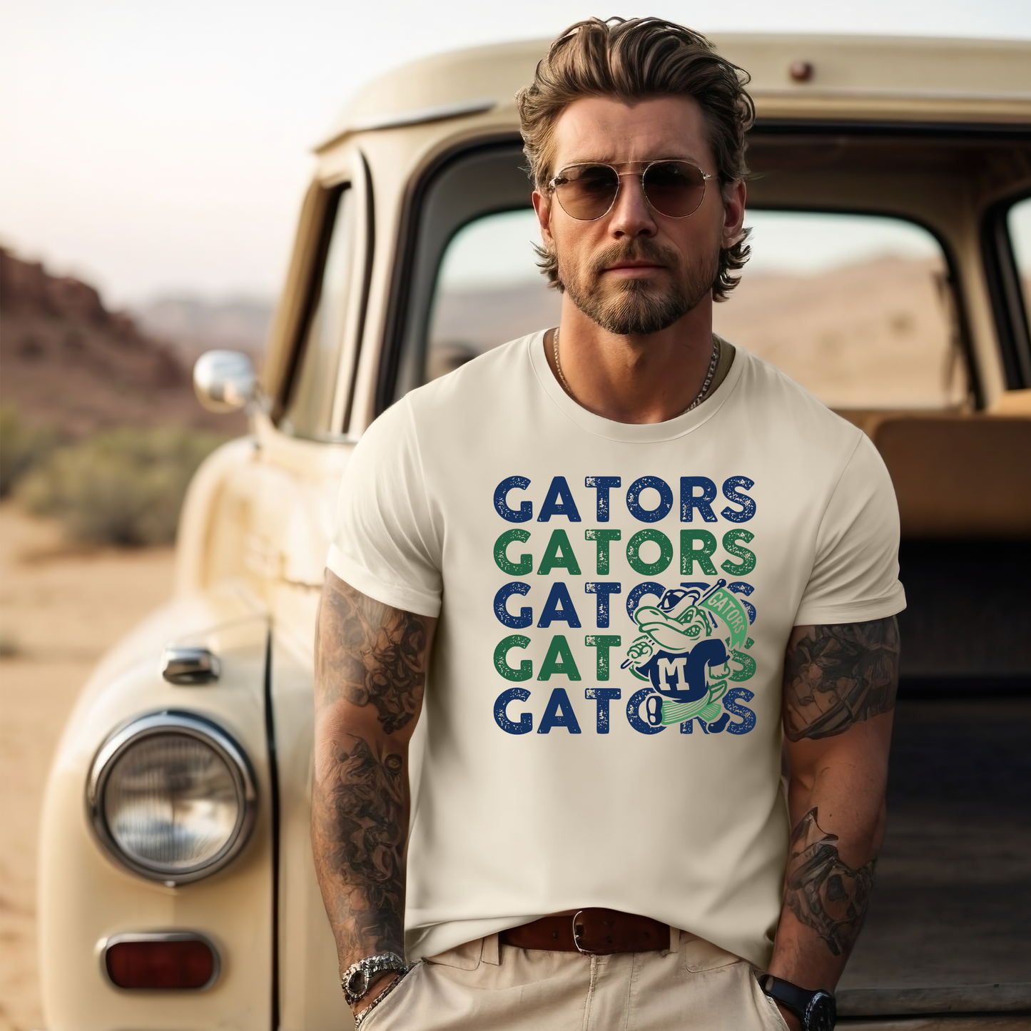 MYB MALE Gators with Flag Mascot | Madisonville Youth Boosters | Adult T-shirt