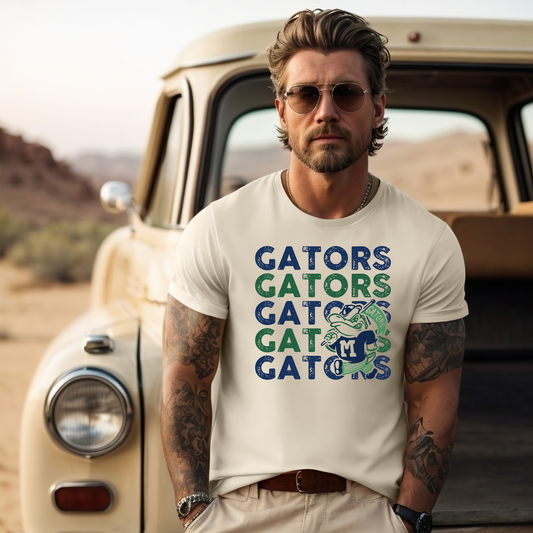 MYB MALE Gators with Flag Mascot | Madisonville Youth Boosters | Adult T-shirt