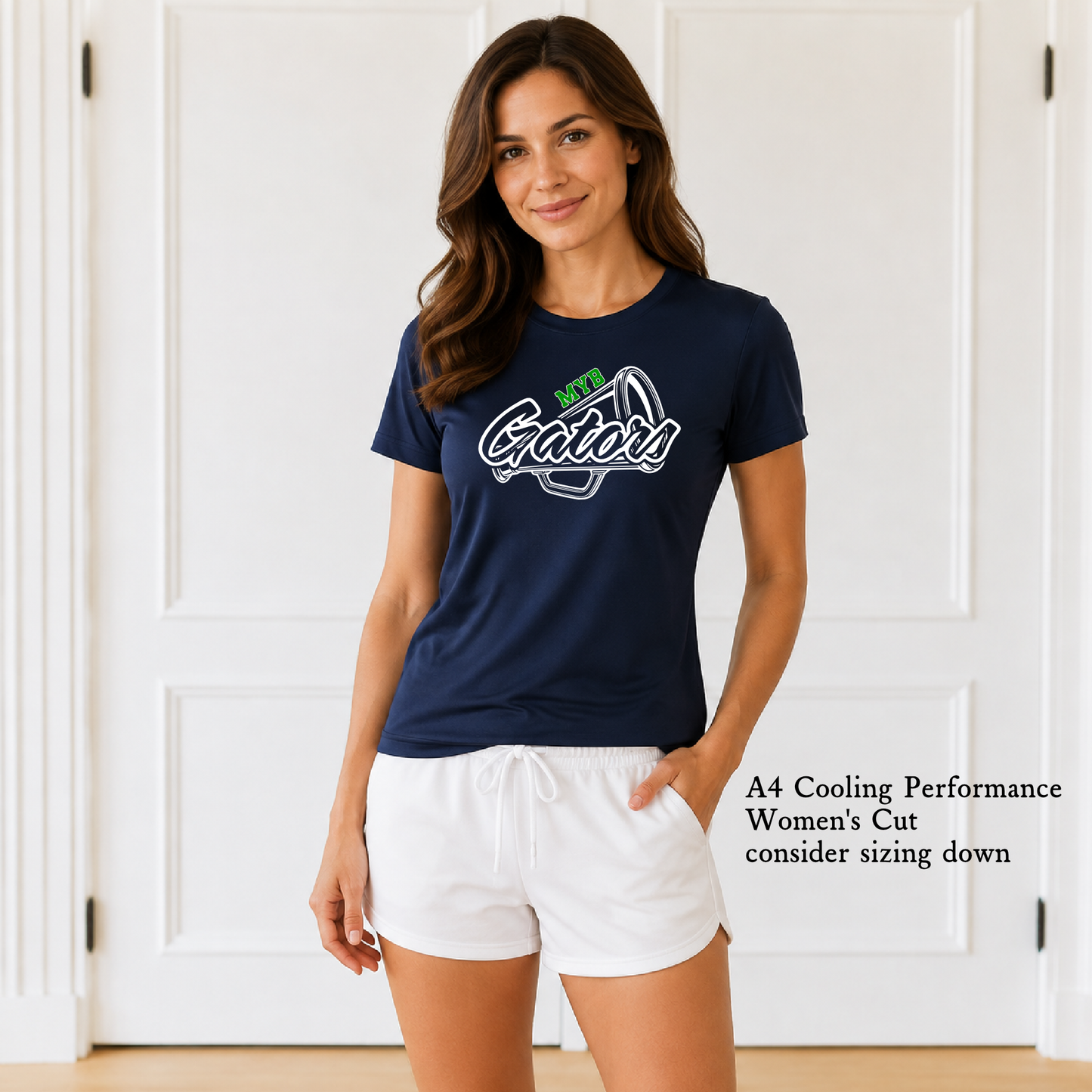 A4 Performance Cooling Tees- MYB Gators Megaphone Cheer