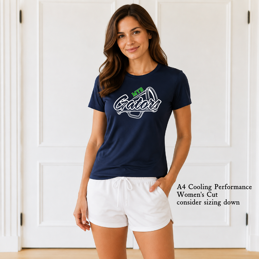 A4 Performance Cooling Tees- MYB Gators Megaphone Cheer
