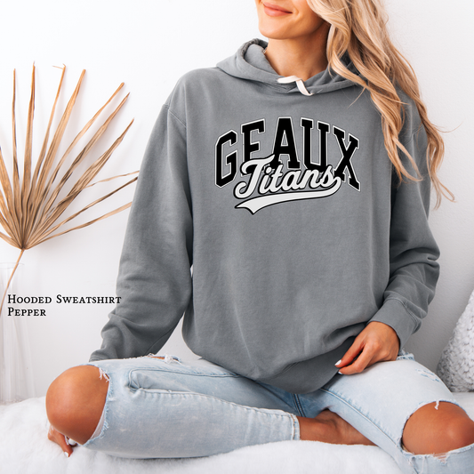 Cozy Hooded Sweatshirt with Geaux Titans Oversized design. 
