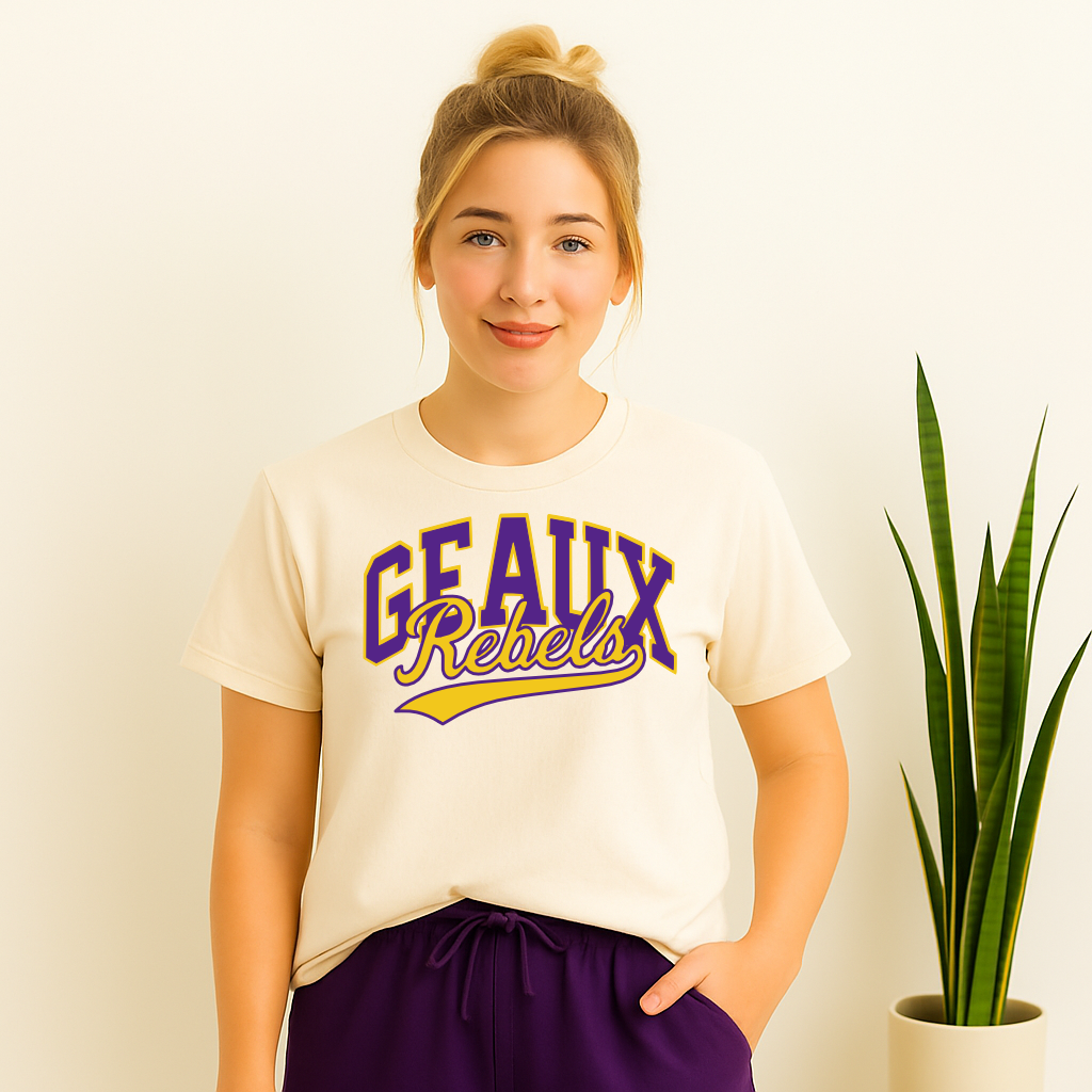 Cajun-style Geaux Rebels shirt for students and teachers