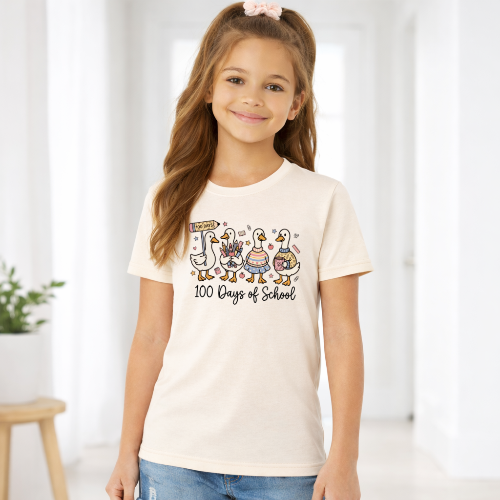 100 Days of School Goose Shirt – Cute Youth T-Shirt