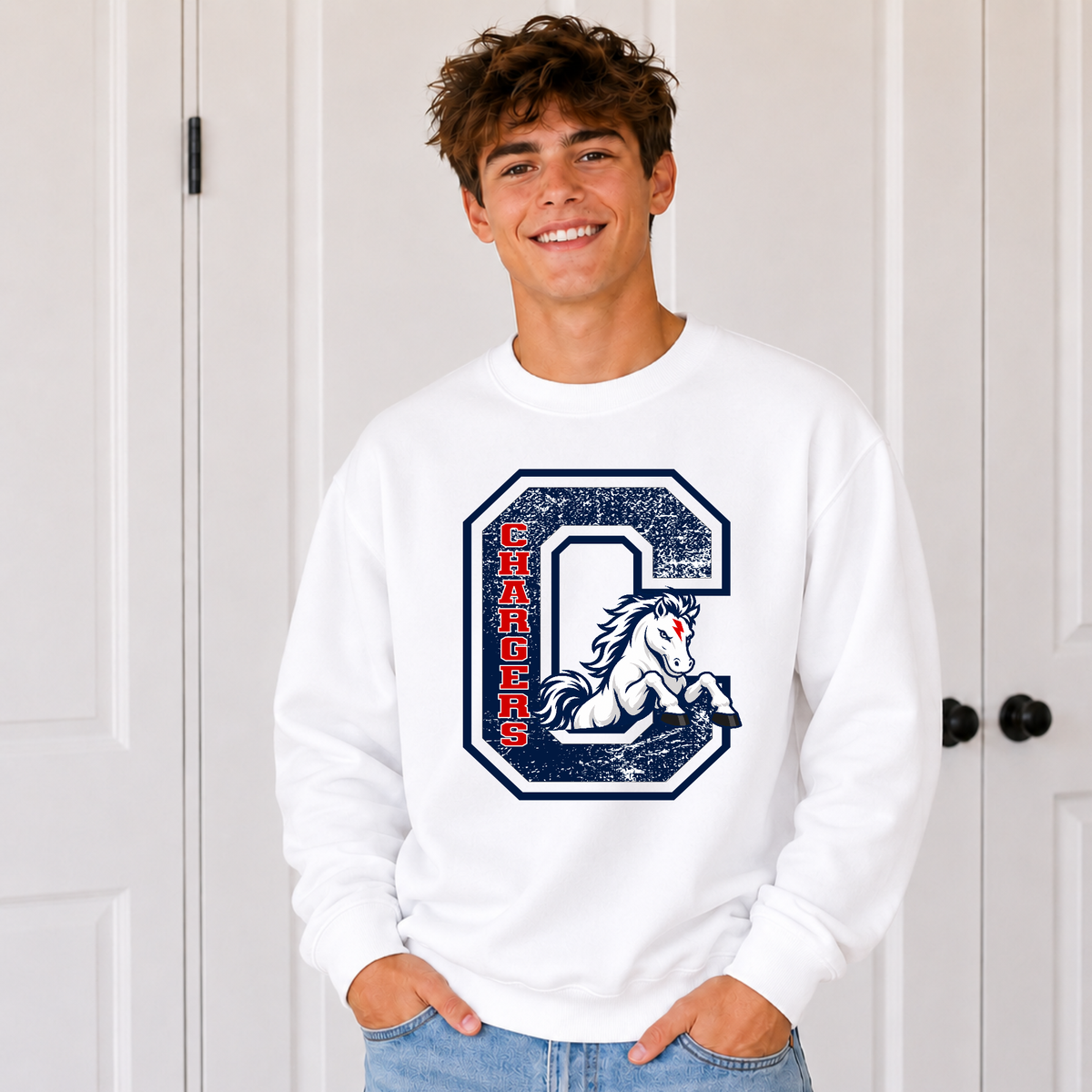 Grunge C Chargers ACE White Sweatshirt