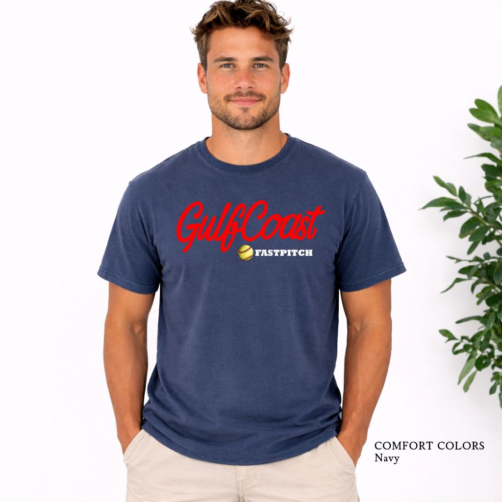 GulfCoast Fastpitch navy softball fan shirt