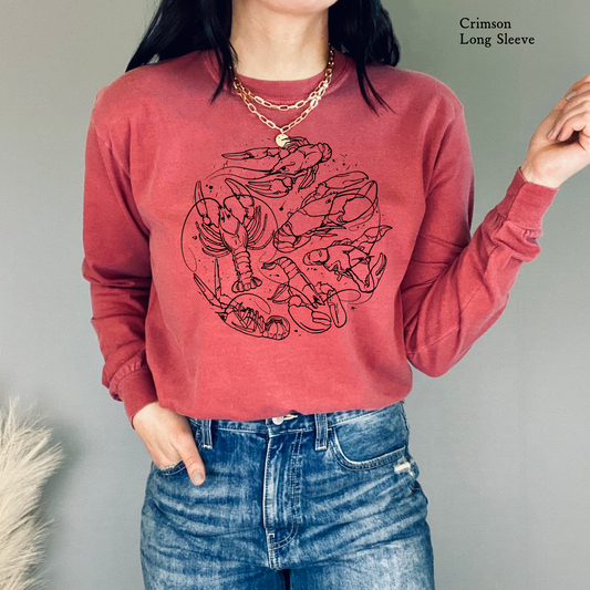 Handdrawn Crawfish | Comfort Color Long Sleeve