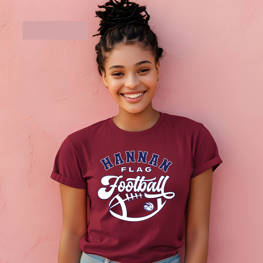 Hannan Flag Football full football script T-shirt for Archbishop Hannan High School