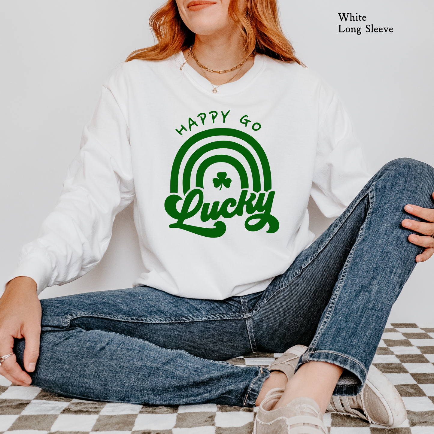 Happy Go Lucky | St. Patrick's Day | Comfort Color Long Sleeve Graphic Tees
