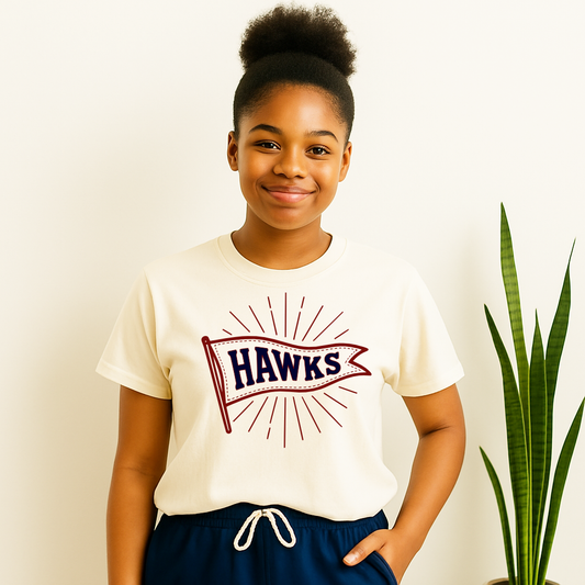 Hannan Hawks Tee – Vintage Flag Pennant Spiritwear