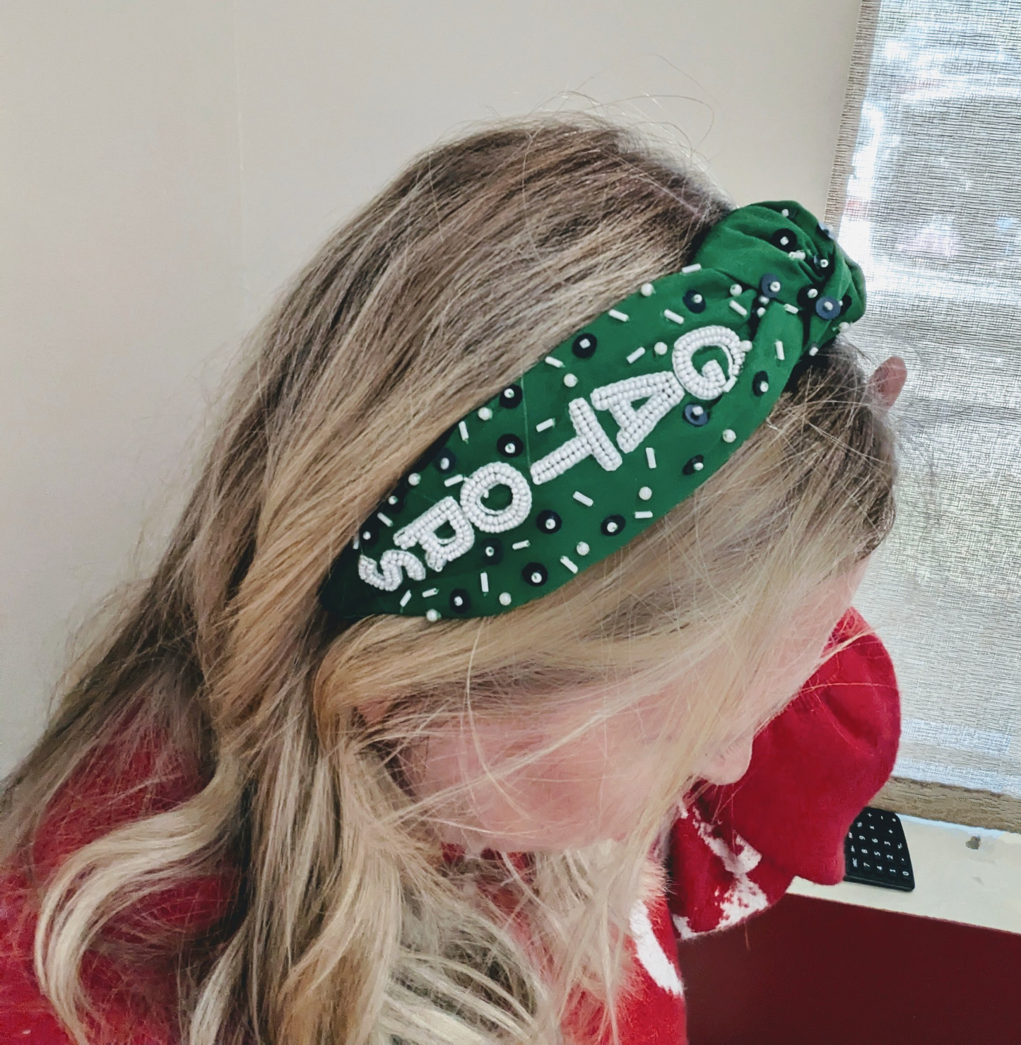 Handmade Gators headband with bold beading

