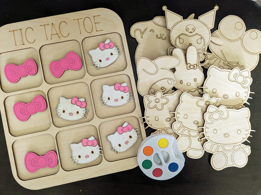 Hello Kitty 9 Piece Wooden Art Set & Tic Tac Toe Board