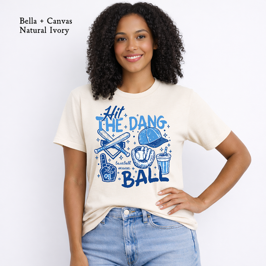 Carolina Blue and Navy Hit that Dang Ball Baseball Tee