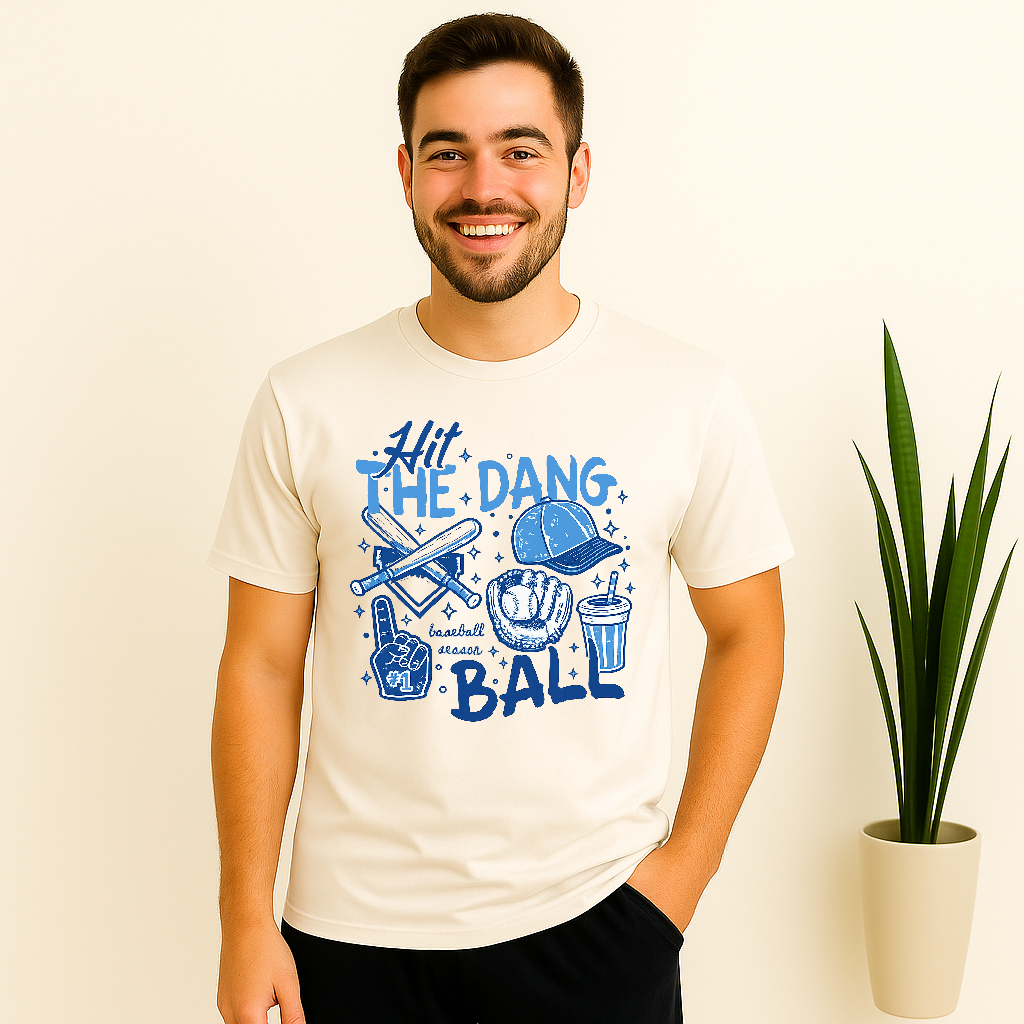 Carolina Blue and Navy Hit that Dang Ball Baseball Tee