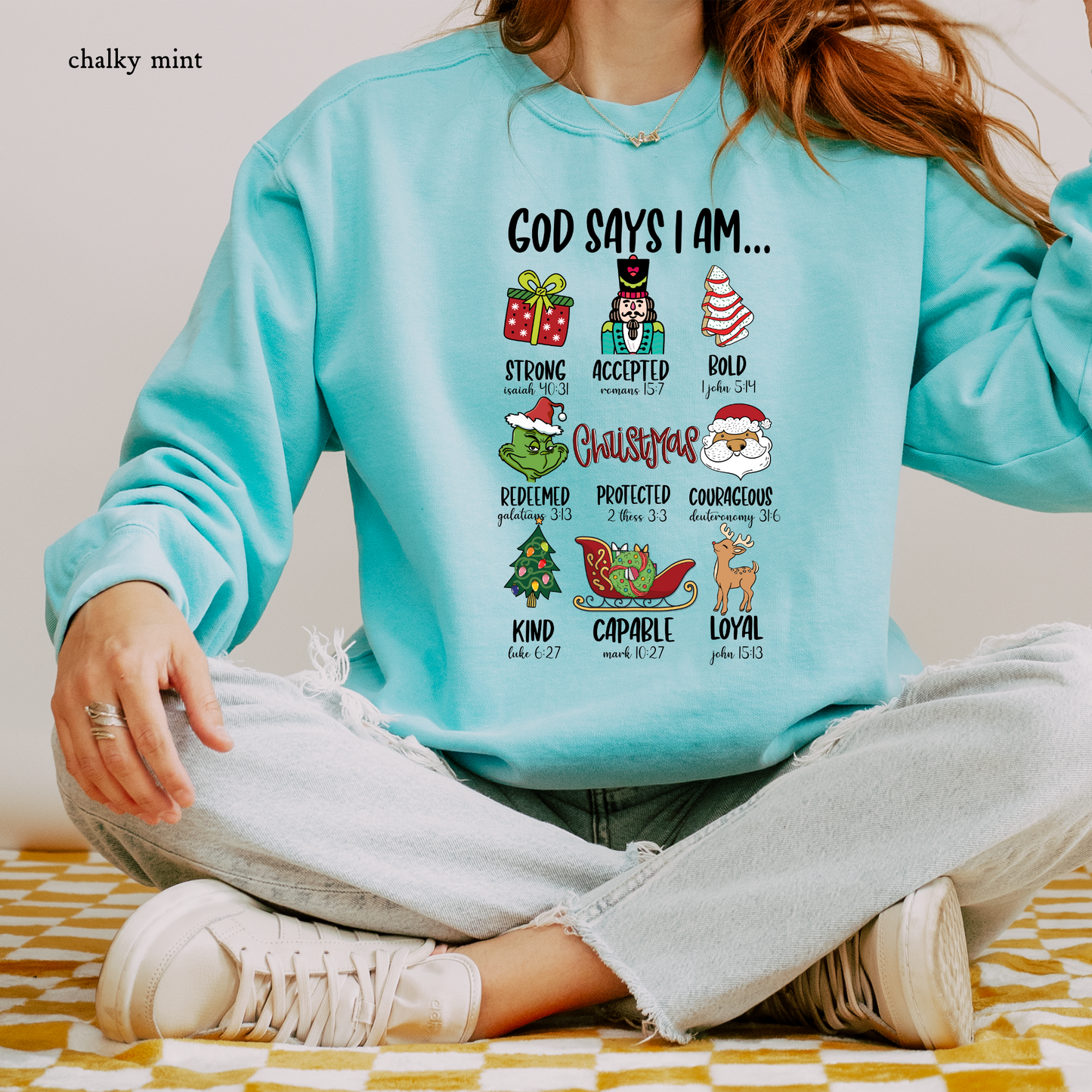 God Says I am - Christmas Edition | Christmas Comfort Color Sweatshirts