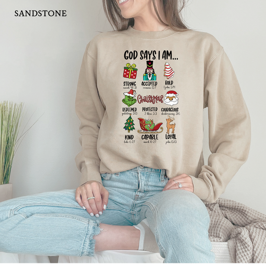 God Says I am - Christmas Edition |Independent Trading Comp. Sweatshirts
