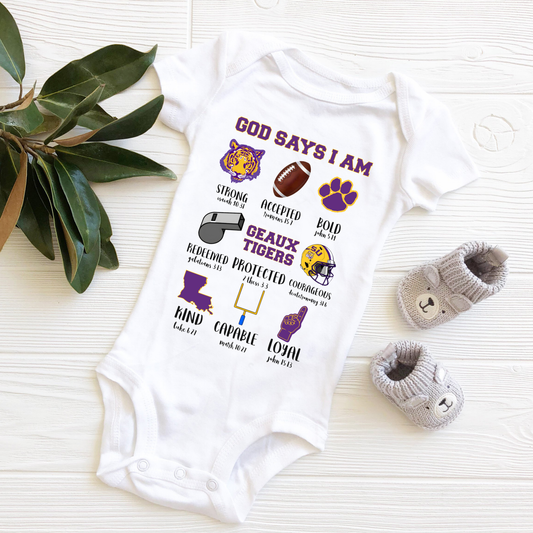 God Says I am - LSU - Tigers  - Infant Bodysuit
